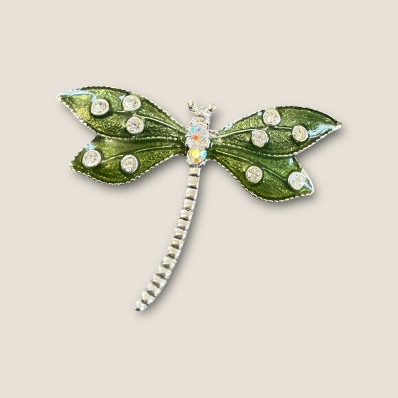 Lot Of 5 Dragonfly Brooch Pins Assorted Styles Rhinestones & Enamel Silver-Tone - Picture 4 of 8